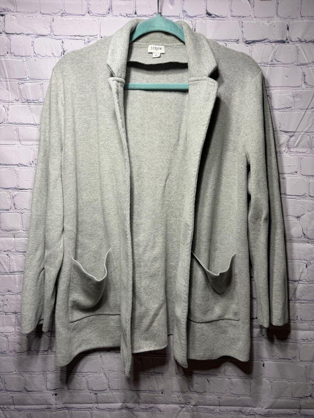 J.Crew Womens Open Front Knit Sweater Blazer Gray Sz XL Corpcore Office